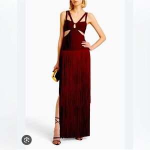 Brown cutout Bandage Fringe dress